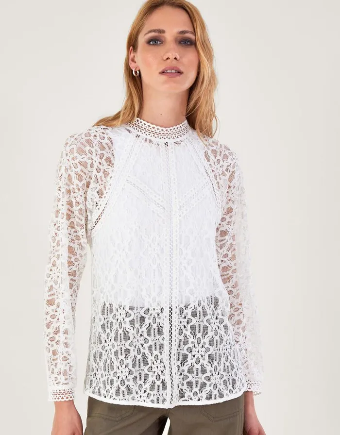 Monsoon Merritt Lace Blouse Ivory Women Tops and Blouses Monsoon Merritt Lace Blouse Ivory Women Tops and Blouses
