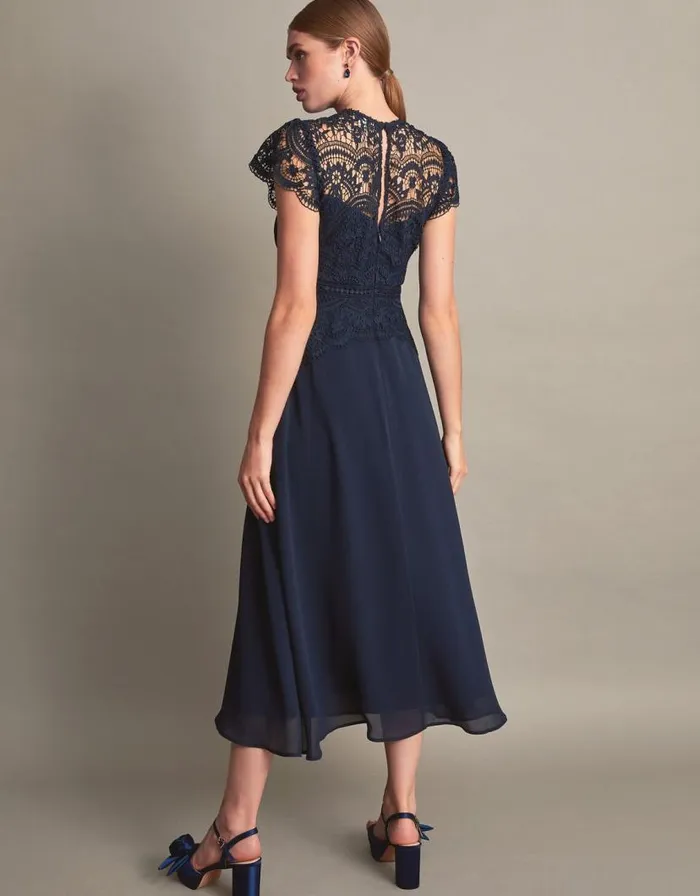 Monsoon Monica Lace Midi Dress Blue Women Occasionwear Monsoon Monica Lace Midi Dress Blue Women Occasionwear