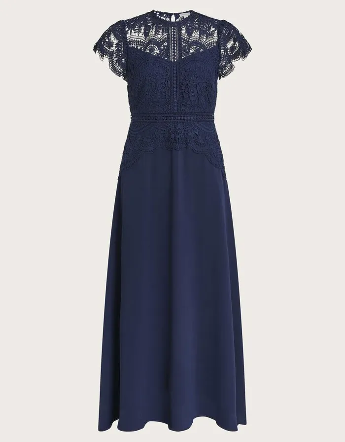 Monsoon Monica Lace Midi Dress Blue Women Occasionwear Monsoon Monica Lace Midi Dress Blue Women Occasionwear