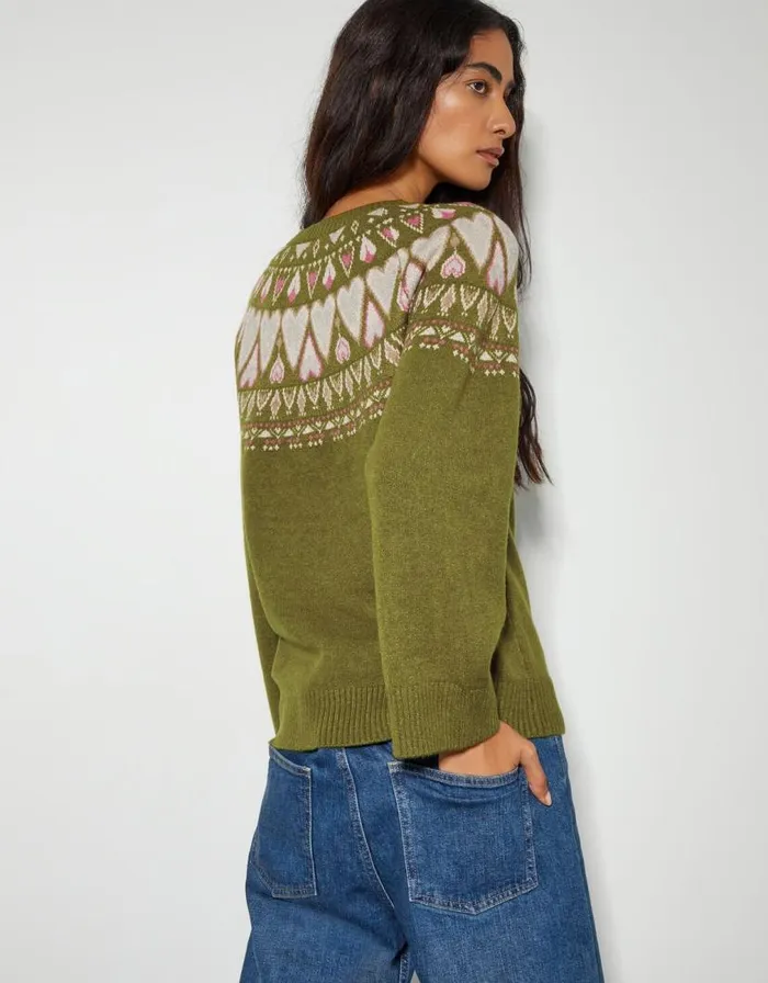 Monsoon Paula Heart Knit Jumper Green Women Knitwear Monsoon Paula Heart Knit Jumper Green Women Knitwear