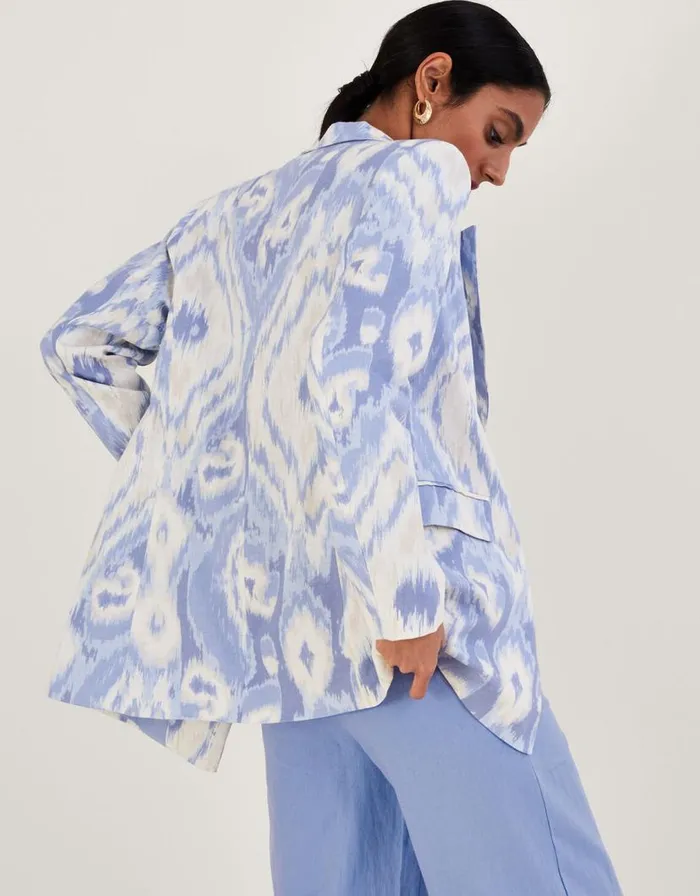 Monsoon Peggy Blazer In Linen Blend Blue Women Linen Monsoon Peggy Blazer In Linen Blend Blue Women Linen