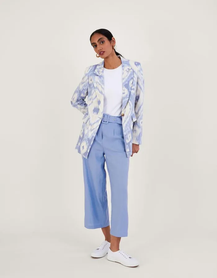 Monsoon Peggy Blazer In Linen Blend Blue Women Linen Monsoon Peggy Blazer In Linen Blend Blue Women Linen