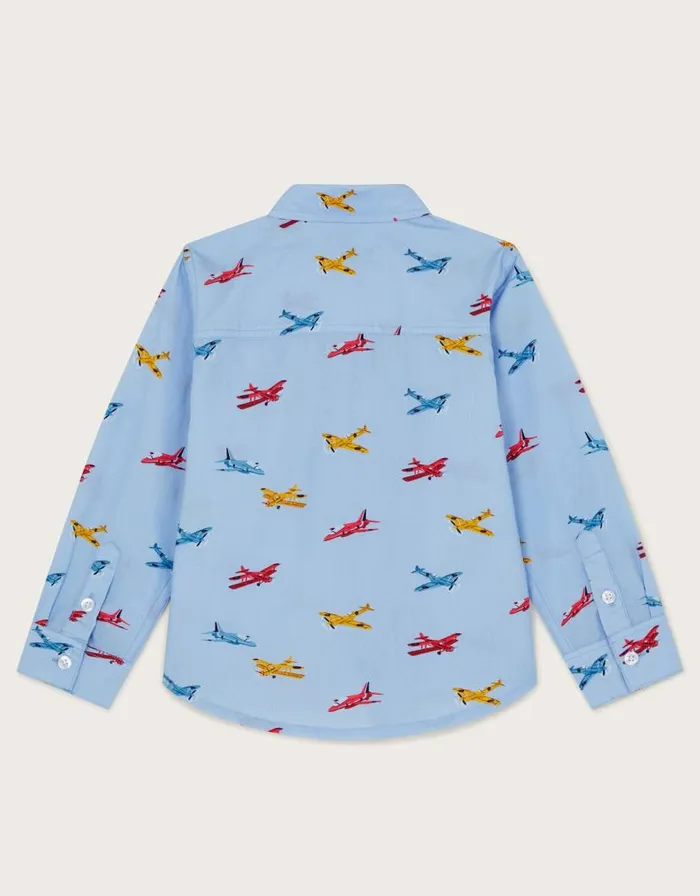 Monsoon Plane Print Shirt Blue Children Tops and Tshirts Monsoon Plane Print Shirt Blue Children Tops and Tshirts