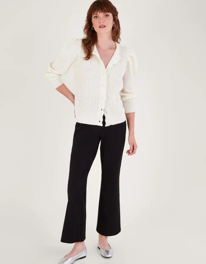 Monsoon Puff Sleeve Cardigan Ivory Women Knitwear Monsoon Puff Sleeve Cardigan Ivory Women Knitwear