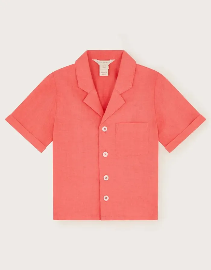 Monsoon Relaxed Linen Shirt Orange Children Tops and Tshirts