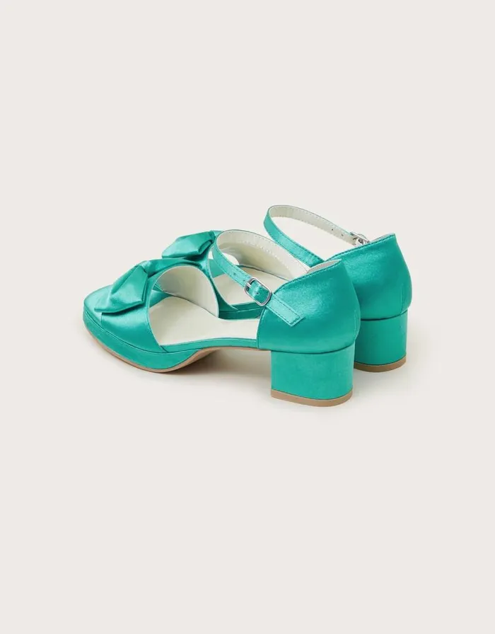 Monsoon Satin Platform Sandals Green Children Partywear Monsoon Satin Platform Sandals Green Children Partywear