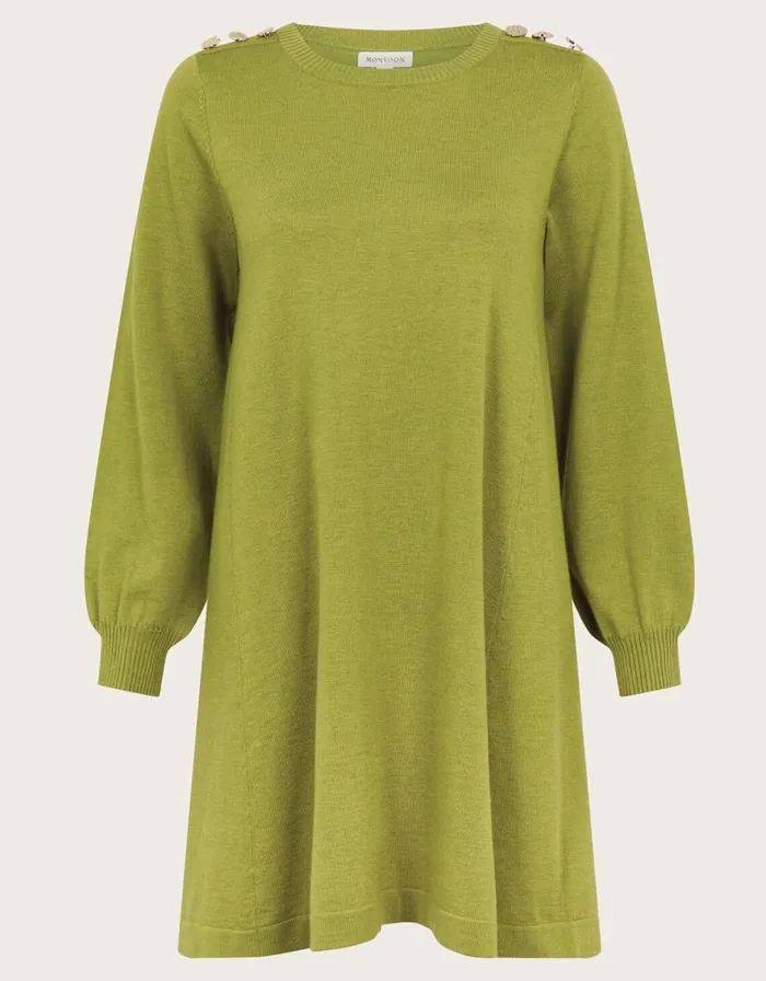 Monsoon Susie Swing Dress Green Women Knitwear Monsoon Susie Swing Dress Green Women Knitwear