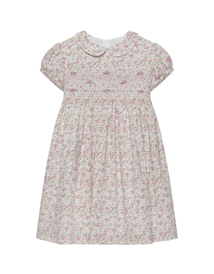 Monsoon Trotters Rose Print Smock Dress Pink Children Dresses Monsoon Trotters Rose Print Smock Dress Pink Children Dresses