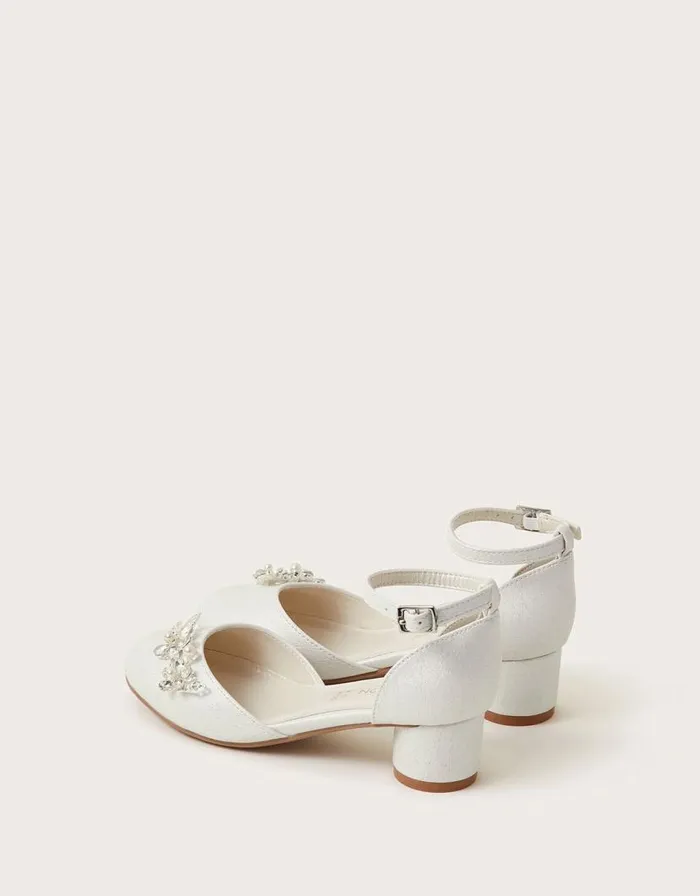Monsoon TwoPart Flower Gem Heels Ivory Children Partywear Monsoon TwoPart Flower Gem Heels Ivory Children Partywear