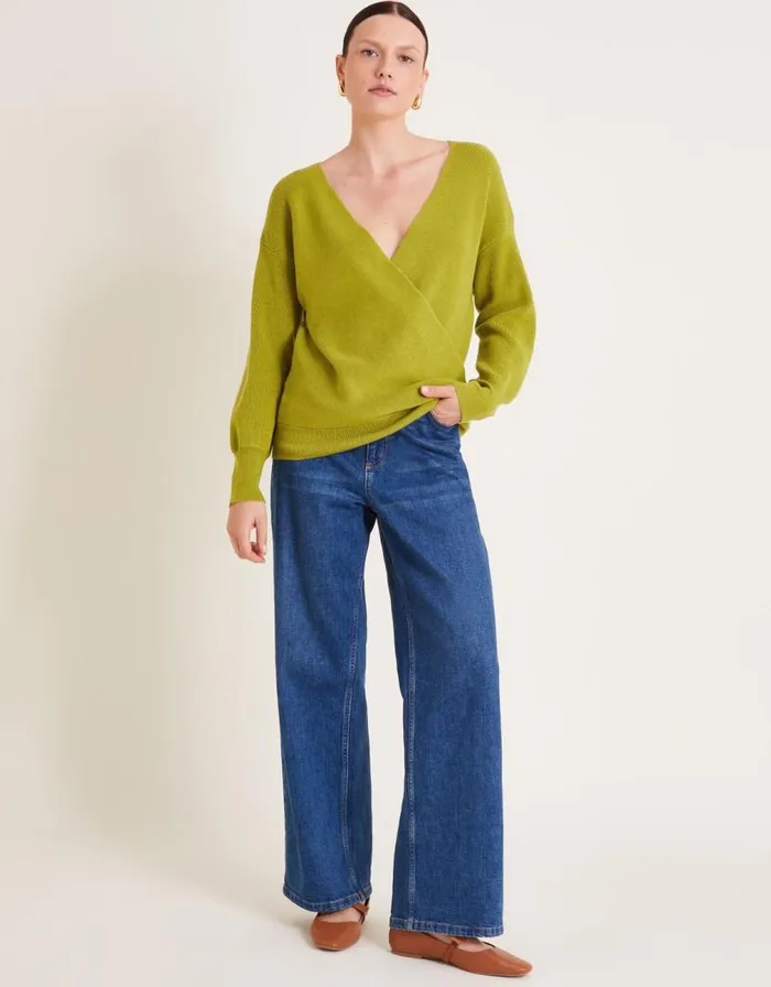 Monsoon Wiley Wrap Jumper Green Women Knitwear Monsoon Wiley Wrap Jumper Green Women Knitwear