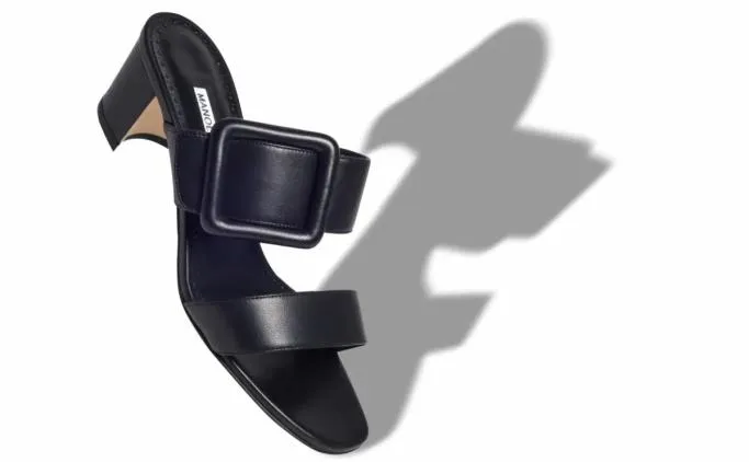 Mules Women Manolo Blahnik TITUBANEWBlack Nappa Leather Open Toe Mules