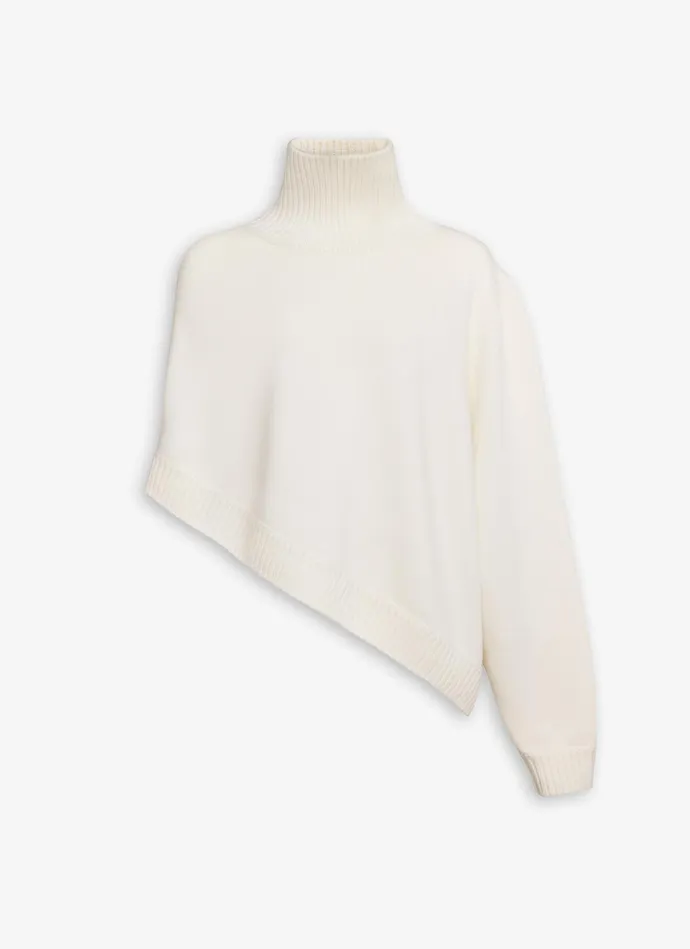 Natural ASYMMETRICAL CAPE JUMPER IN CASHMERE Women Alaa Jumpers and Cardigans