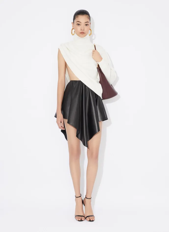 Natural ASYMMETRICAL CAPE JUMPER IN CASHMERE Women Alaa Jumpers and Cardigans