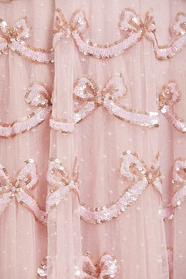Needle and Thread Bow Sequin Short Sleeve Gown Pink Women Embellished Dresses Needle and Thread Bow Sequin Short Sleeve Gown Pink Women Embellished Dresses