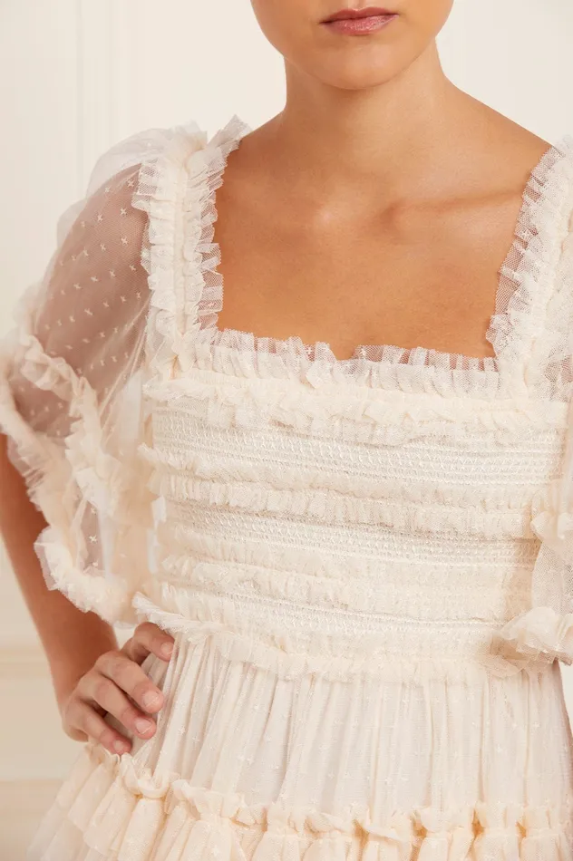 Needle and Thread Peaches Smocked Ankle Gown Champagne Women Day Dresses