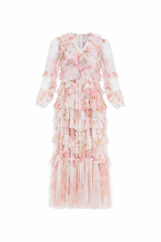 Needle and Thread Rose Bluebell Ruffle Ballerina Dress Pink Women Printed Dresses Needle and Thread Rose Bluebell Ruffle Ballerina Dress Pink Women Printed Dresses