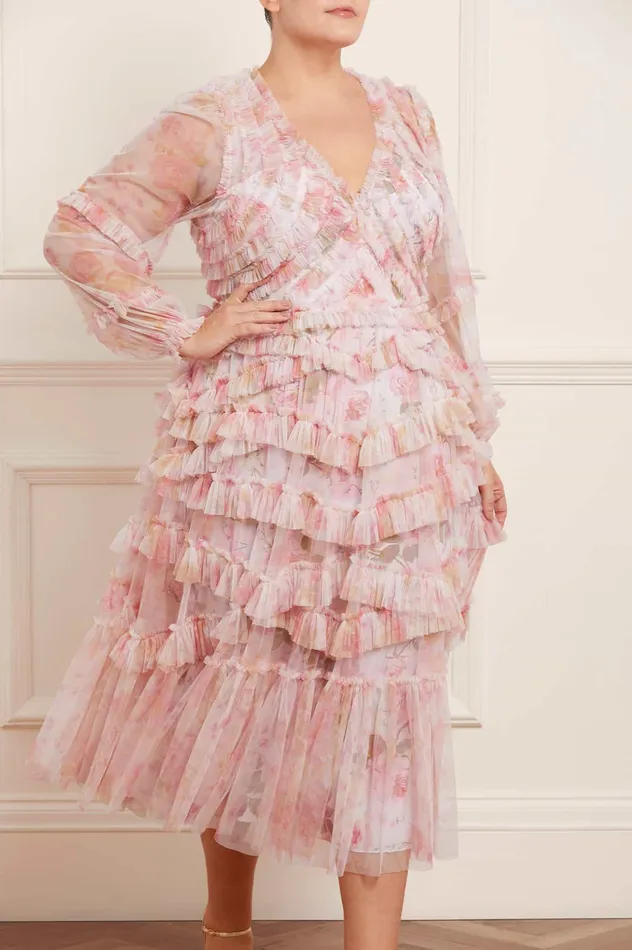 Needle and Thread Rose Bluebell Ruffle Ballerina Dress Pink Women Printed Dresses Needle and Thread Rose Bluebell Ruffle Ballerina Dress Pink Women Printed Dresses