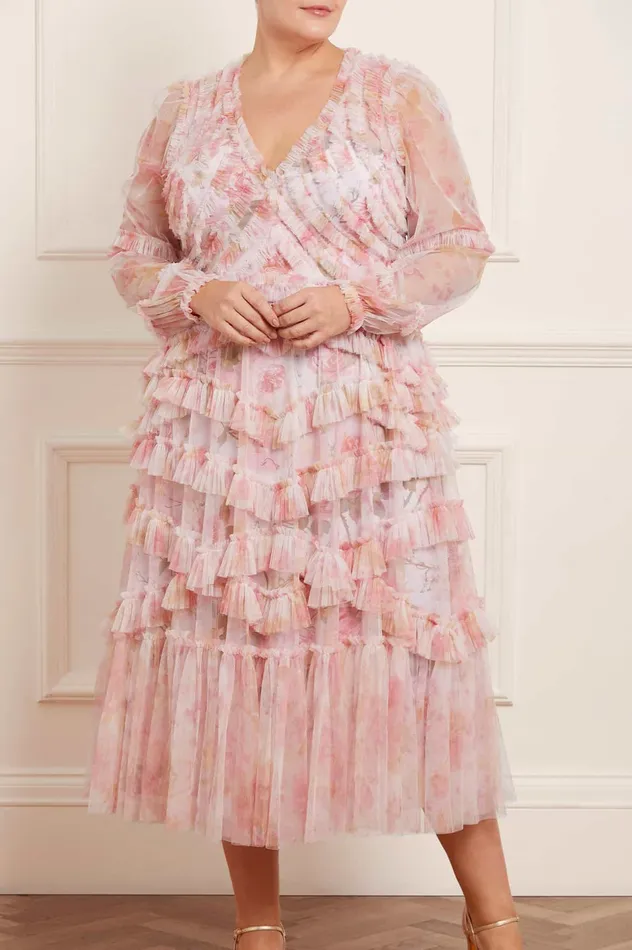 Needle and Thread Rose Bluebell Ruffle Ballerina Dress Pink Women Printed Dresses Needle and Thread Rose Bluebell Ruffle Ballerina Dress Pink Women Printed Dresses