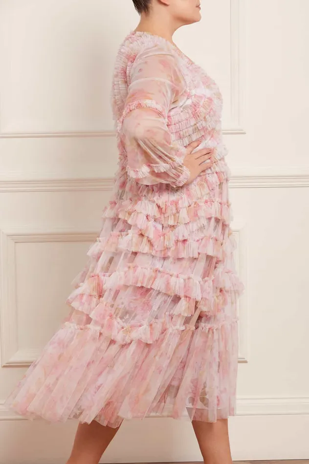 Needle and Thread Rose Bluebell Ruffle Ballerina Dress Pink Women Printed Dresses Needle and Thread Rose Bluebell Ruffle Ballerina Dress Pink Women Printed Dresses