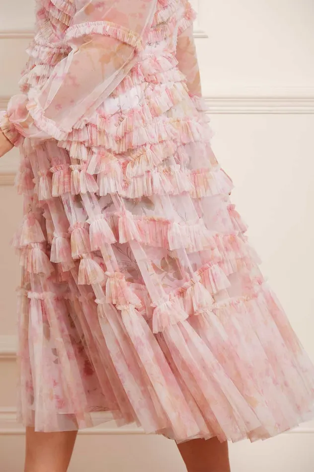 Needle and Thread Rose Bluebell Ruffle Ballerina Dress Pink Women Printed Dresses Needle and Thread Rose Bluebell Ruffle Ballerina Dress Pink Women Printed Dresses