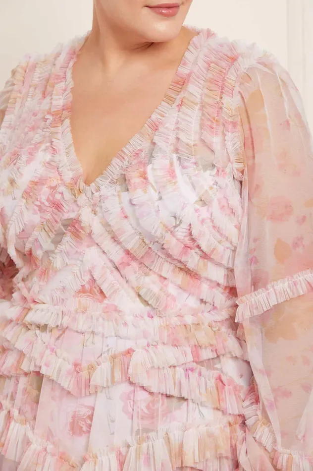 Needle and Thread Rose Bluebell Ruffle Ballerina Dress Pink Women Printed Dresses Needle and Thread Rose Bluebell Ruffle Ballerina Dress Pink Women Printed Dresses