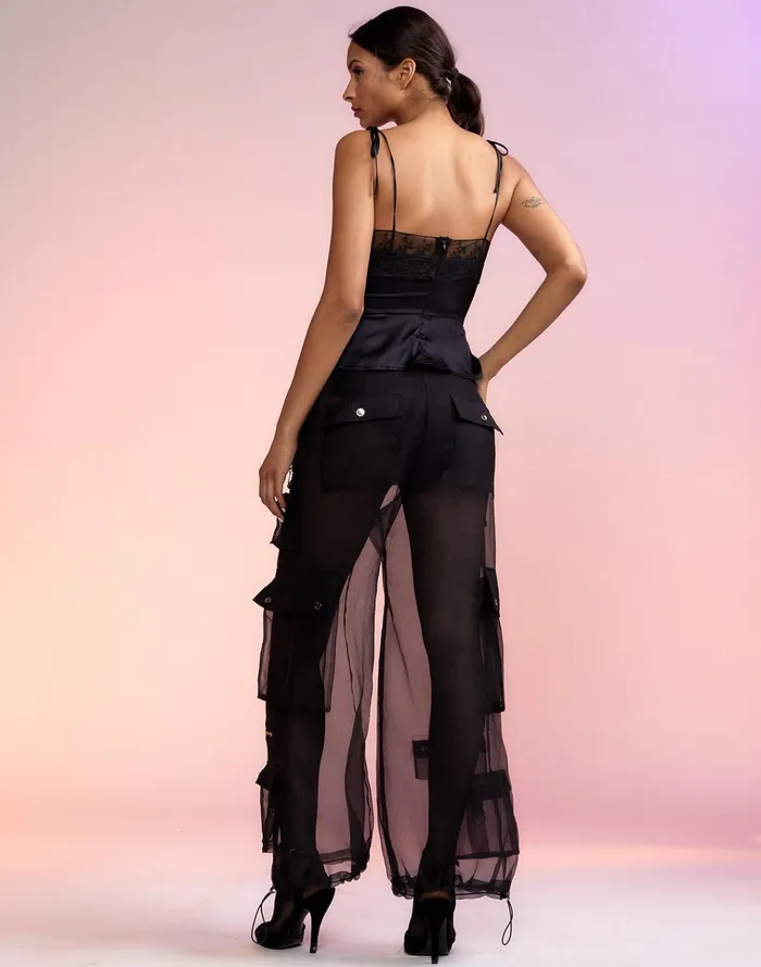 Organza Cargo Pant 8211 Black Women Cynthia Rowley Bottoms