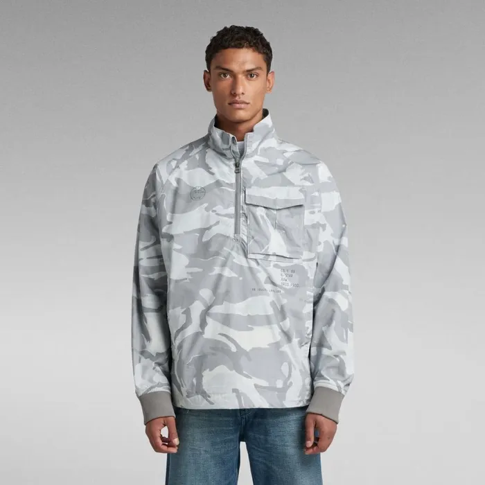 Overshirts Women GStar RAW Unisex Half Zip Overshirt Cool Grey Woodland Camo