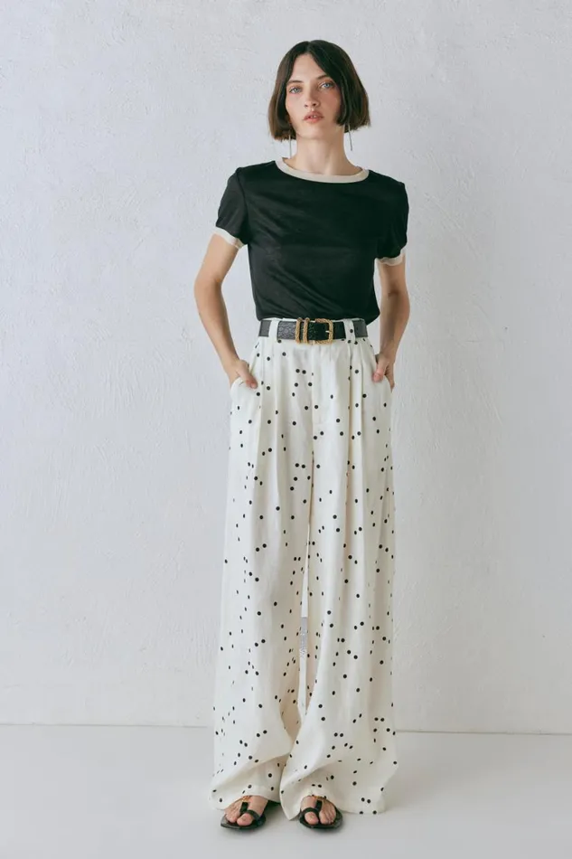 Pants Women VRG GRL Skye Linen Pants Dot Pants Women VRG GRL Skye Linen Pants Dot