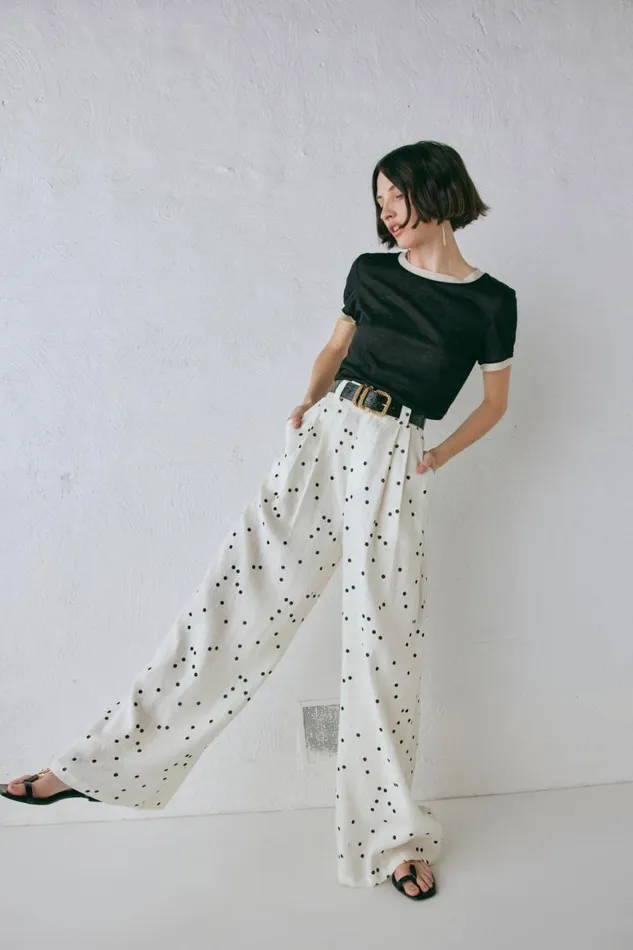 Pants Women VRG GRL Skye Linen Pants Dot Pants Women VRG GRL Skye Linen Pants Dot
