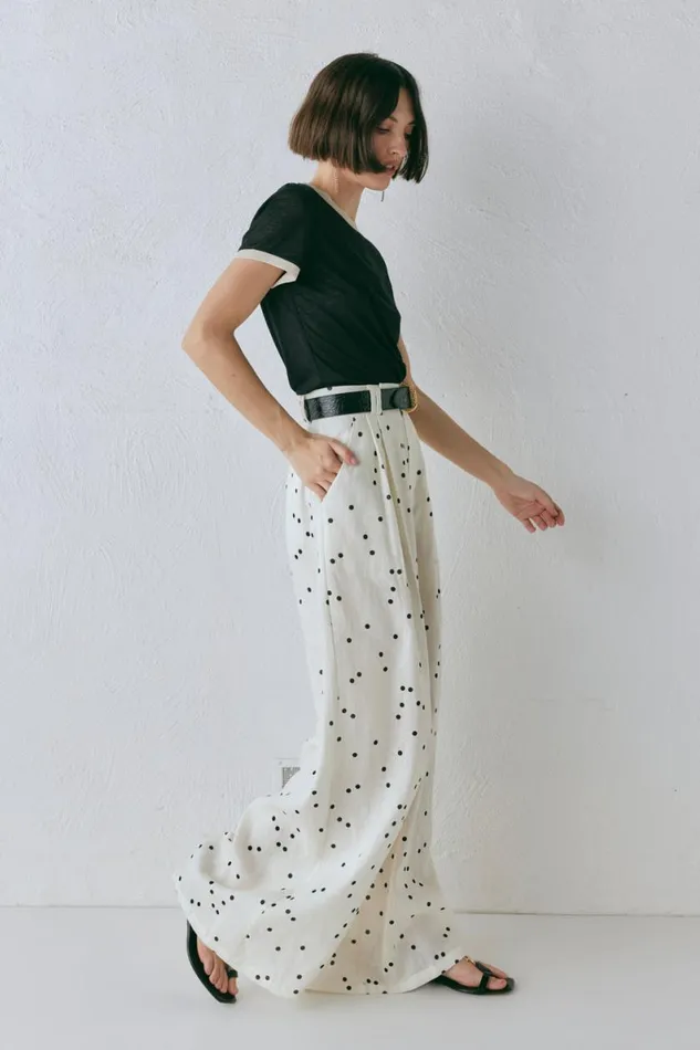 Pants Women VRG GRL Skye Linen Pants Dot Pants Women VRG GRL Skye Linen Pants Dot