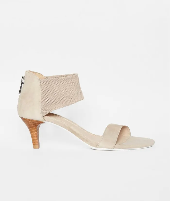 Pelle Moda Elvi Low Heel 8211 Mushroom Mushroom Kid SuedeStretch Mesh Women Low Heels