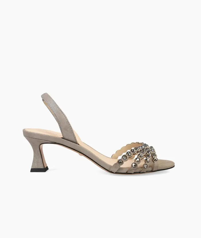 Pelle Moda Felice Low Heel 8211 Pewter Pewter Shimmer Suede Women Low Heels