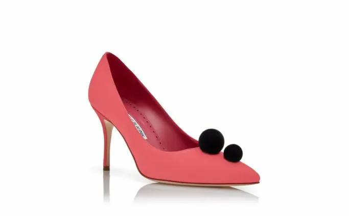 Pumps Women Manolo Blahnik PIERAPink And Black Suede Pom Pom Detail Pumps Pumps Women Manolo Blahnik PIERAPink And Black Suede Pom Pom Detail Pumps