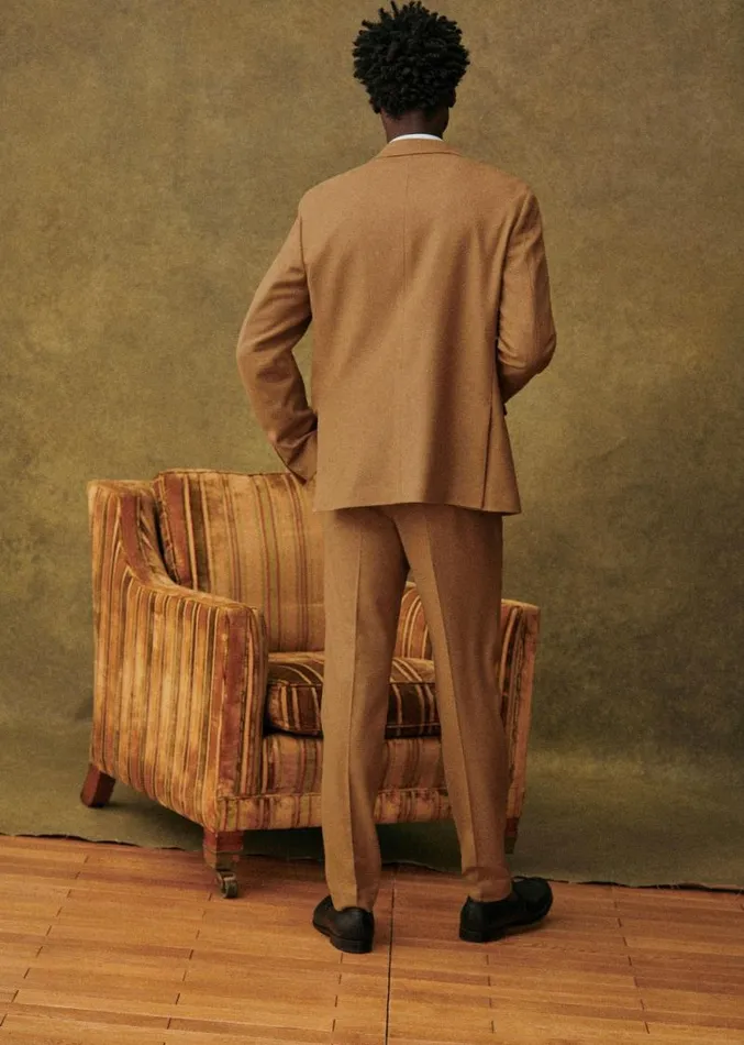 Szane Jackets and Coats Mens Warren Flanelle Suit Jacket Camel