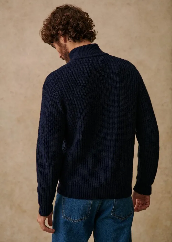 Szane Knitwear Mens Matteo Cardigan Navy Blue