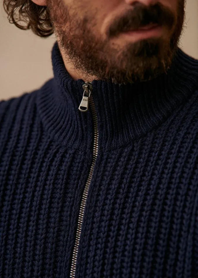 Szane Knitwear Mens Matteo Cardigan Navy Blue