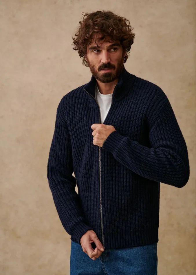 Szane Knitwear Mens Matteo Cardigan Navy Blue