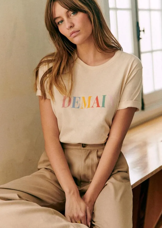 Szane Tshirts and Bodysuits Womens Demain TShirt Cream Multicolour