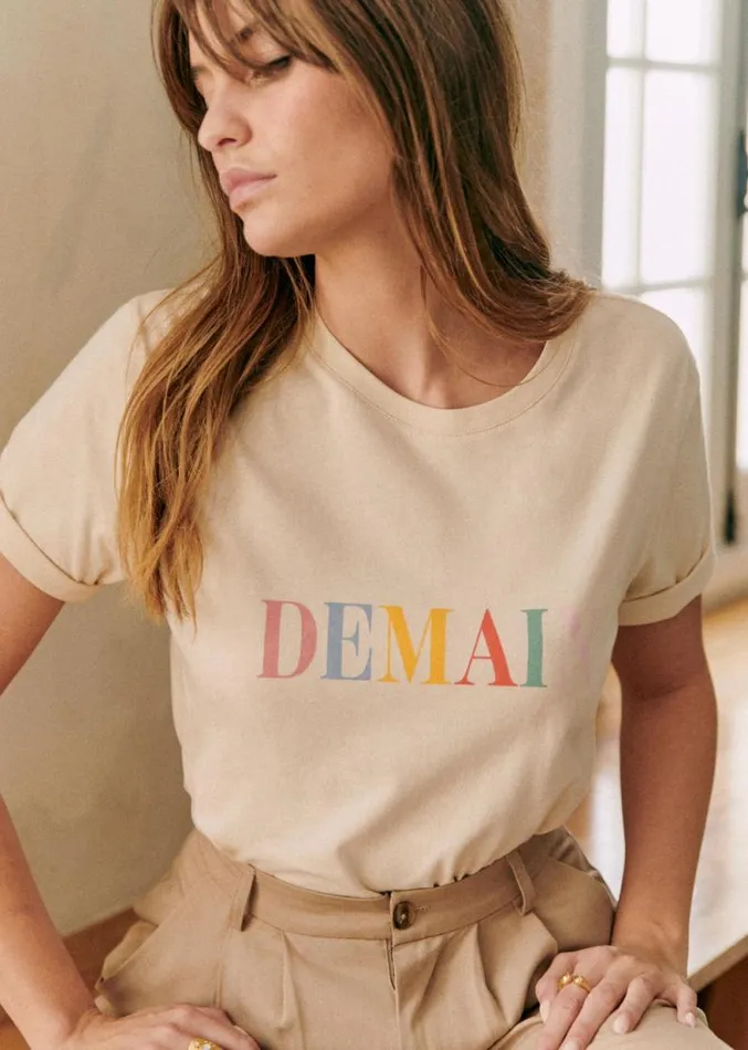 Szane Tshirts and Bodysuits Womens Demain TShirt Cream Multicolour
