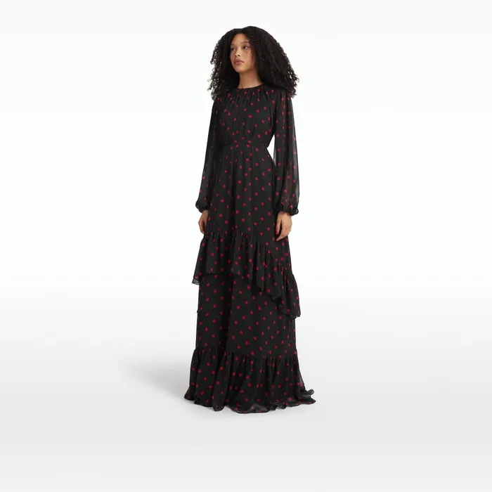 Safiyaa Affiyah Black and Lacquer Red Long Dress Women Dresses