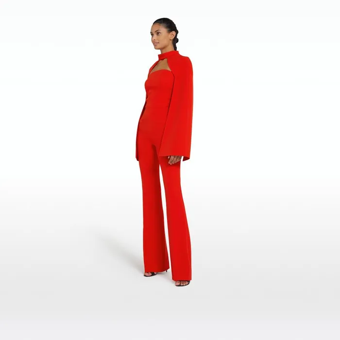 Safiyaa Agnes Cherry Red Harness With Myrine Jumpsuit Women Jumpsuits