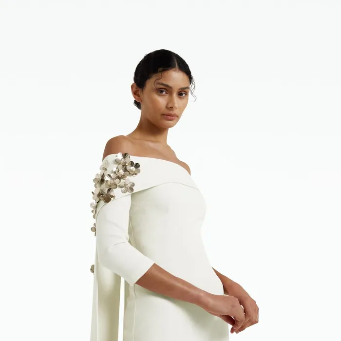 Safiyaa Bellara Embroidered Ivory Harness and Soshin Dress Women Dresses