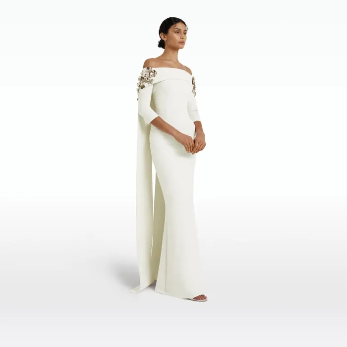 Safiyaa Bellara Embroidered Ivory Harness and Soshin Dress Women Dresses