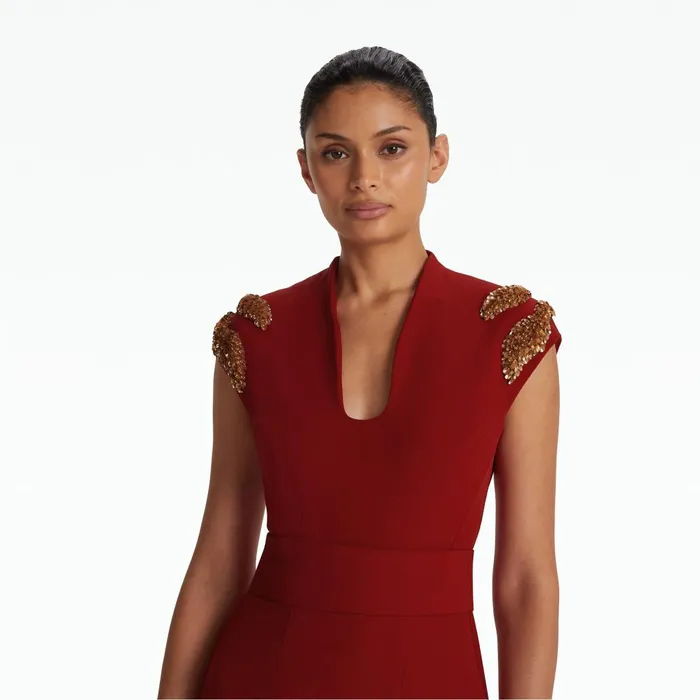 Safiyaa Dana Azalea Red Long Dress Women Dresses