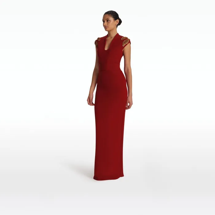 Safiyaa Dana Azalea Red Long Dress Women Dresses