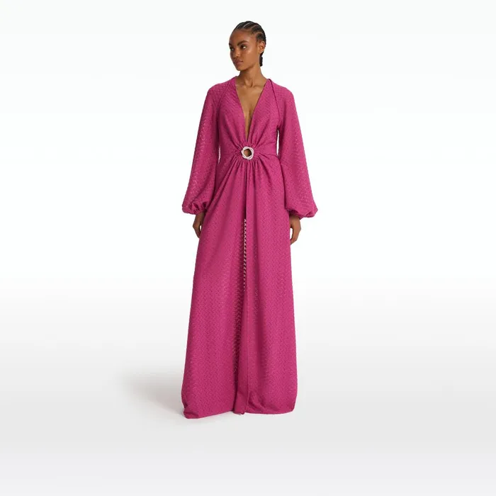 Safiyaa Jacquis Magenta Long Dress Women Dresses