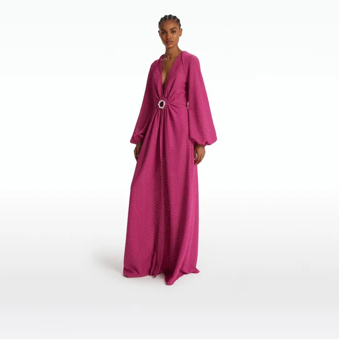 Safiyaa Jacquis Magenta Long Dress Women Dresses