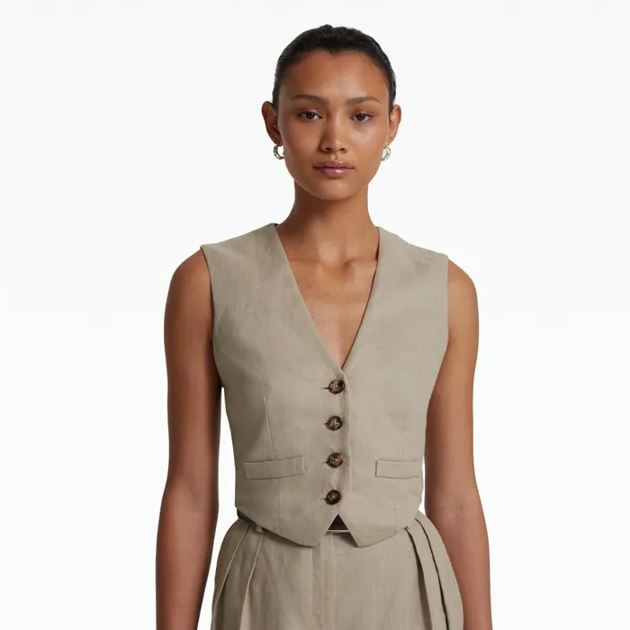 Safiyaa Lana Stone Waistcoat Women Tops