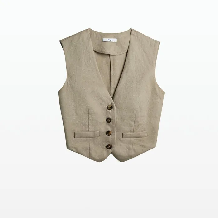 Safiyaa Lana Stone Waistcoat Women Tops