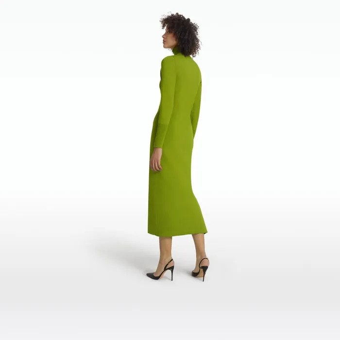 Safiyaa Myaree Olive Knit Midi Dress Women Knitwear